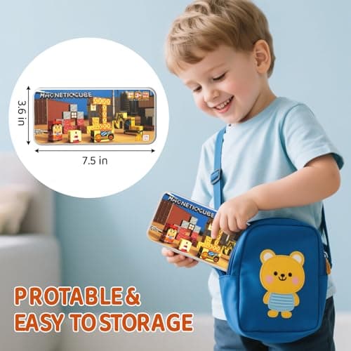 Magnetic Blocks Travel Set for Kids 35pcs: Engineer Iron Case Creative Play — view 4