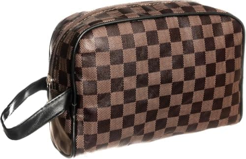 Qualiware Travel Toiletry Wash Bag for Men and Women Traveling Dopp Kit Shaving Bag for Toiletries Accessories Makeup Cosmetic Organizer (Dark Brown)