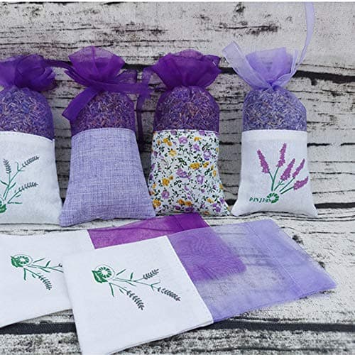 GLOBALDREAM 24 Pieces Lavender Bags Sachet Empty Bags Purple Drawstring Gauze Cotton for Lavender, Spice and Herbs — view 5