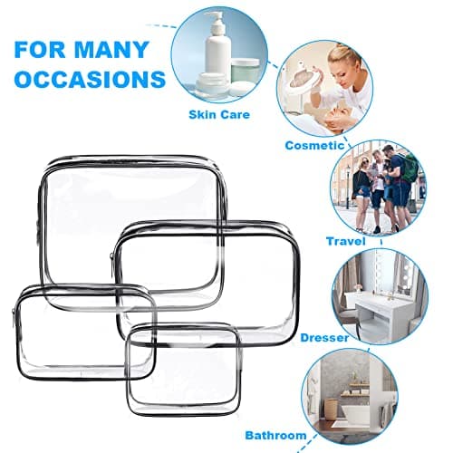 Aucuu 4-Pack Clear Wash & Makeup Bags TSA Approved Makeup Bags, PVC Waterproof Travel Wash Bags for Family, Men, Women (Largea, Medium, Small, Minimum) — view 5