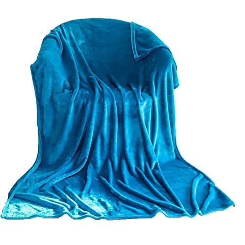 Turquoise Flannel Fleece Blanket for bed, Soft Cosy Warm Throw fluffy Blankets and Throws for sofas, Adults, Plush, Lightweight, Travel Blankets, Single Size, 130x150cm