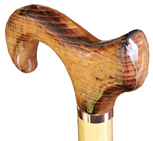 Gents Wooden Scorched Derby Cane with Collar Walking Stick with Natural Wood Stain 94cm (37") Height — view 3