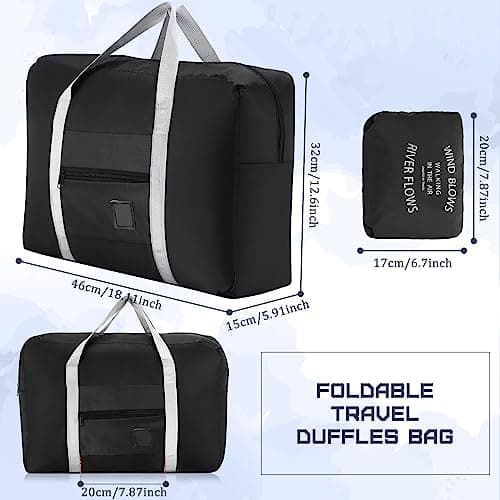 12 Pcs Foldable Travel Bags Bulk Duffel Bag Tote, Black, 18.11 x 12.6 x — view 2