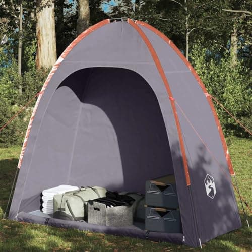 Ziaphsol Side Tent, Grey and Orange, Waterproof, Camping and Hiking, Trekking Outdoor, with Poles, Ventilation, Pack Size 57 x 10 x 10 cm, for Family Tent, Festival, Backpack