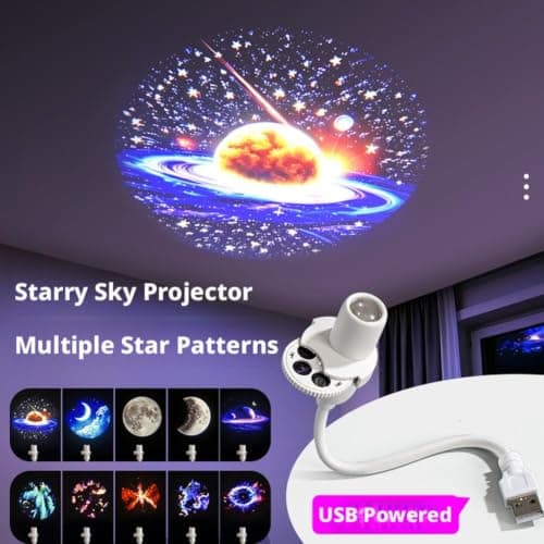 Hd Smart Dynamic 5D Holographic Night Light Projector, 2-in-1 Galaxy Projector Night Light for Bedroom, USB Starry Sky Projectors with 360 Degree Rotation, LED Ceiling Wall Projection Lamp — view 3