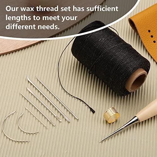 SUVSOON 273 Yards Leather Waxed Thread Kit, Black Leather Stitching Kit — view 4