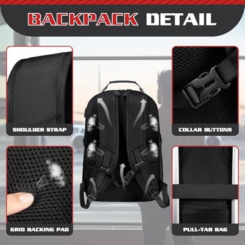 Z-MGKISS Travel Laptop Backpack for Men, Large 17.3" Anti-Theft Rucksack, TSA-Friendly Work Bag with USB Port, Overnight & College Computer Bag for Women, Red — view 4