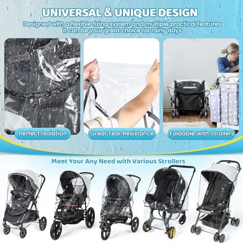 Orzbow Universal Rain Cover for Pushchair, Quick Access Window, Clear — view 5