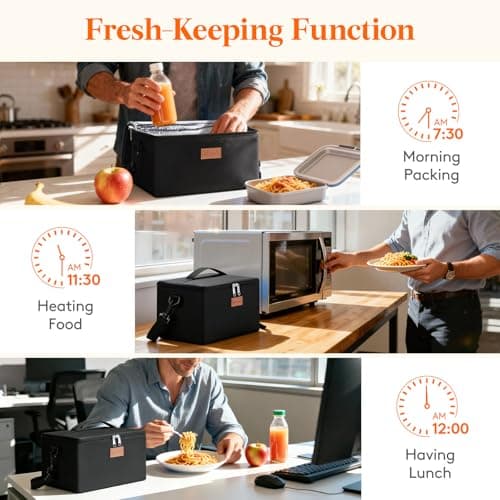 Lifewit 6.4L Insulated Lunch Bag for Men, Waterproof Cool Bag (Black) — view 4
