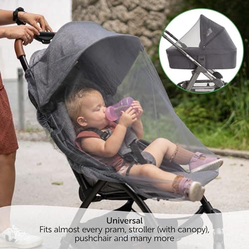 Zamboo Universal Mosquito Net for Pushchair, Pram, Buggy, Carrycot and Travel Cot | Washable and Durable Fine Mesh Insect Protection Netting - Grey — view 3