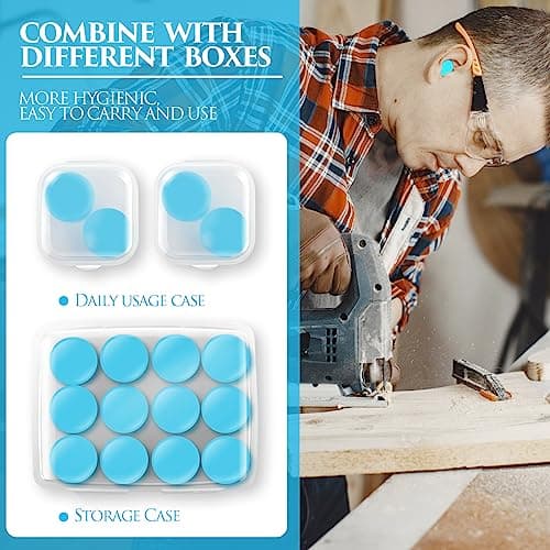 8 Pairs Silicone Ear Plugs for Sleeping, Reusable Waterproof Moldable SNR = 27dB Noise Cancelling Premium EarPlugs for Sleeping, Shooting, Airplanes, Concerts, Mowing, Studying, Swimming(Blue) — view 5