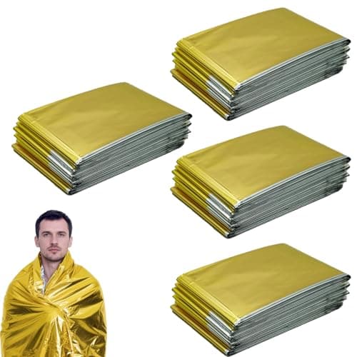 RLXMARTD 4 PCS Extra Large Size Emergency Foil Blanket,Rescue blankets, 210 x 160 cm,Survival Blankets for Marathon,Outdoor,Hiking, Survival or First Aid