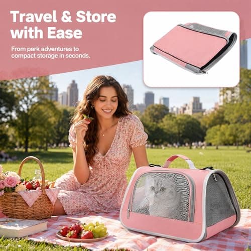 Foldable Small Animal Carrier Bag, Oxford PVC Portable Pet Travel Bag with Transparent Window, Guinea Pig Carrier for Guinea Pig Hamster Rabbit Hedgehog Parrot Outdoor Walking Camping — view 6