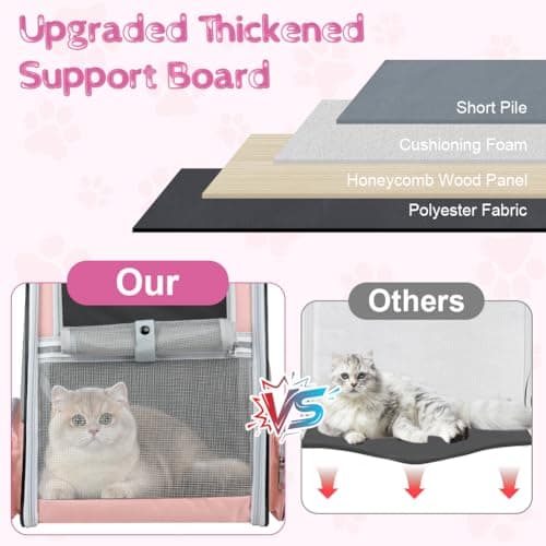 Alaoo Cat Carrier Dog Backpack, Breathable Pet Carrier Backpack With Thickened Support Base, Portable Breathable Rucksack for Carrying Puppy Dogs Cats for Travel Walking Hiking Camping, Pink — view 4