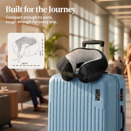 LUGG Memory Foam Travel Pillow – 360° Ergonomic Neck & Head Support, Slow Rebound Cushioning, Breathable Cover, Lightweight U-Shape Pillow for Flights, Trains & Cars, Includes Storage Bag - Black — view 5