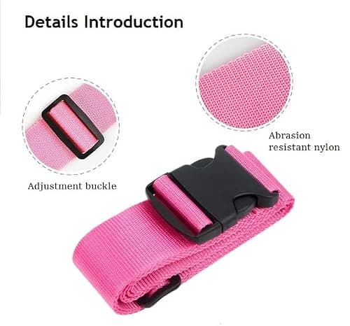 SCHUMAOYI 4 Pcs Adjustable Luggage Straps + 2 Tags Pink Travel Belt — view 3