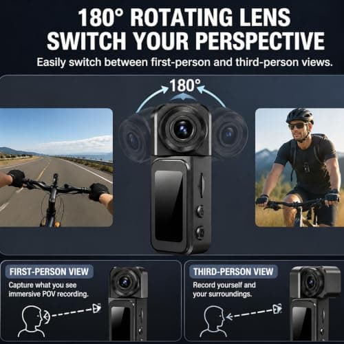 2.7K 30FPS Mini Thumb Camera with 180° Rotating Lens for Daily Shooting — view 4