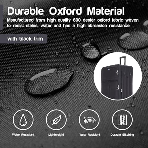 Aerostar Medium 26” Lightweight Softshell Expandable Suitcase, Check in Luggage 2 Corner Wheels with Integrated Combination Lock (Black, 70 litres) — view 4