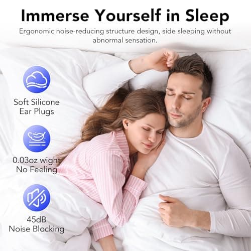 Ear Plugs for Sleep Black, 45dB Noise Cancelling Earplugs Hearing Protection for Sleep, Concentration, Travel, Work, Concerts, Ultra Comfortable Soft Reusable Silicone Ear Plugs, with 8 Tips & Case — view 4