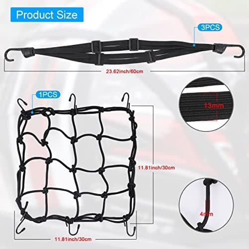 Fentar 4Pcs Bike Luggage Straps, Heavy Duty Bike Bungee Straps with Hooks — view 3
