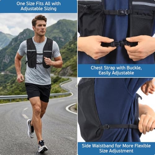TSINGSA Hydration Backpack, Running Vest with 500ml Water Bottle — view 3