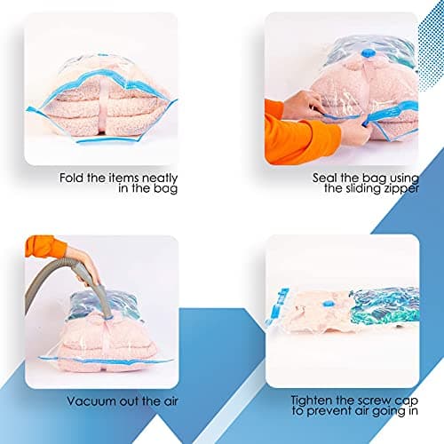 KEPLIN Vacuum Storage Bags | Maximise Space and Store Clothes, Bedding, Towels, Duvet & Pillow | Space Saver Air Suction Bag with Secure Double Zip + Valve | 6 Pack Multipack — view 2