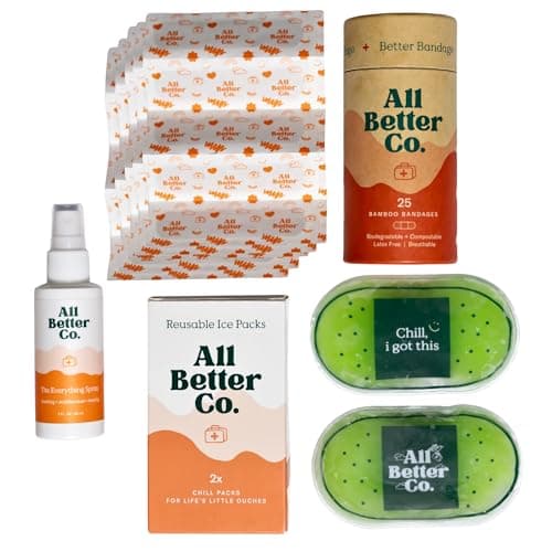 Complete Wellness First Aid Bundle – Everything Spray, Organic Bamboo Bandages (25ct), & 2 Reusable Soft Gel Ice Packs – Natural Skincare & First Aid Essentials for Home & Travel