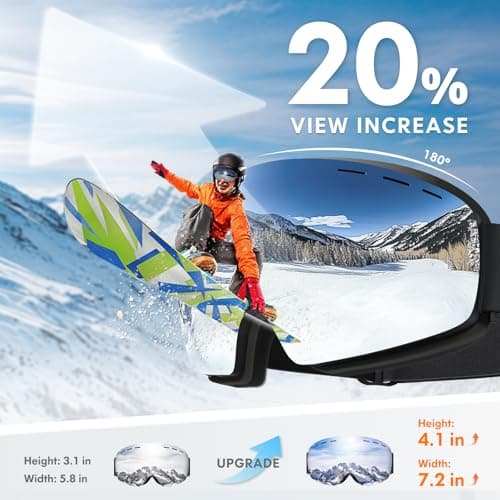 DADA-PRO Ski Goggles Mens Women Skiing Goggles Adults Over Glasses OTG Anti Fog Frameless For Snowboard Jet Snow 100% UV Protection Helmet Compatible (Orange) — view 2