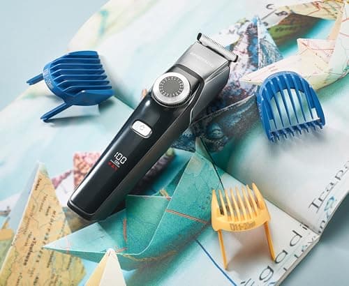 BarberBoss 3-in-1 Facial Grooming Kit for Men, Hair, Beard Trimmer, Detail Trimmer, Precision Control Dial, 4 Guide Combs, USB Rechargeable, LED Display, 100% Waterproof — view 3