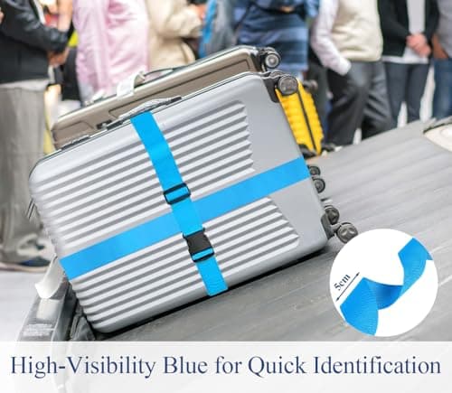 4 Pack Luggage Straps with Quick Release Buckle - Heavy Duty Adjustable Suitcase Straps, Blue Travel Accessories for Travel Bag Closure. — view 6