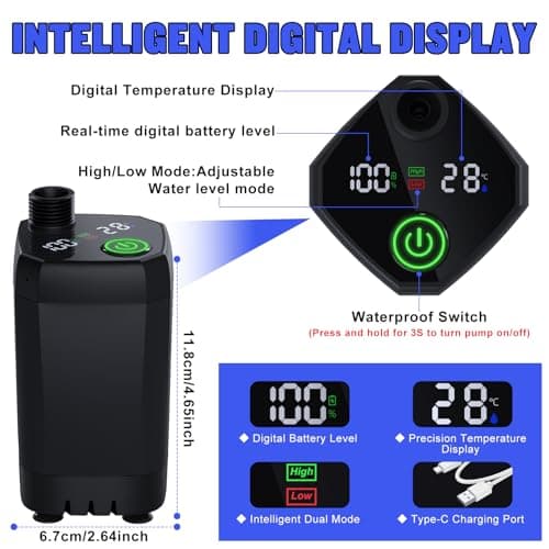 Spopal Portable Shower for Camping, [Long-Lasting] 6000mAh Rechargeable Camping Shower Pump with Intelligent LED Display, 4 Spray Modes, IPX7 Waterproof Outdoor Shower Kit for Hiking, Travel, Car, Pet — view 4