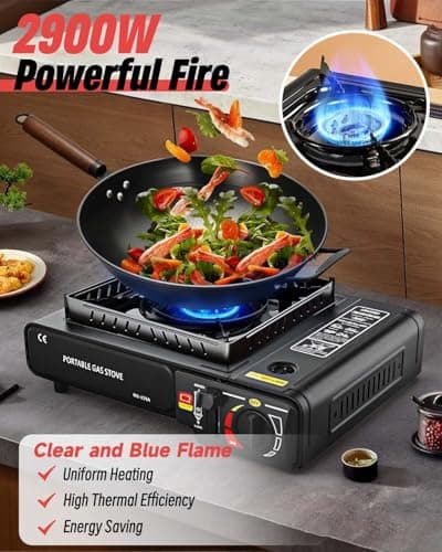 Gas Camping Stove Windproof Portable, Practical Camp Stove with Carry Case for Outdoor BBQ Party Camping Cooking, Gift for Outdoor Enthusiasts — view 4