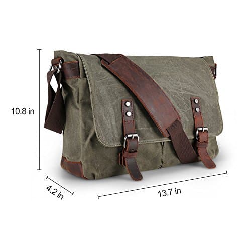 AIZBO Waterproof Messenger Bag Mens, Man Bags Cross Body Canvs Shoulder Bag Satchel Bag Laptop Bag for 15 Inches, Large Size (Army Green) — view 4