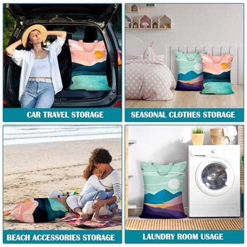 2 Pcs Large Travel Laundry Bags - Waterproof with Handle, Washable Dirty Clothes Bags for Travel, Wet & Dry Bag, Bathing Suit, Workout, Gym Clothes, Swimming Pool, College Dorm — view 6