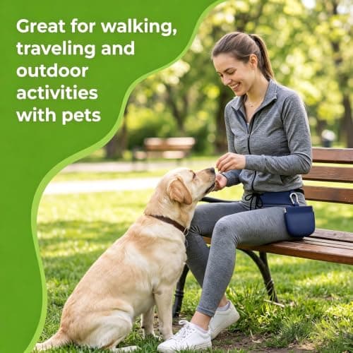 Silicone Dog Treat Pouch for Dog Training,One-Hand Access Dog Treat Bag,Dogs Training Treat Pouch with Hook Ring & Magnetic Closure,Portable Small Puppy Bag for Daily Walking,Training,Travel (Blue) — view 5