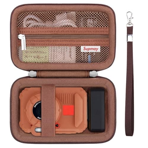 Supmay Carrying Case Compatible with Kodak PIXPRO WPZ2 Rugged Waterproof Shockproof Dustproof WiFi Digital Camera, Travel Case with Mesh Pocket fits USB Cable, SD Card, Battery, Charging Plug, Brown