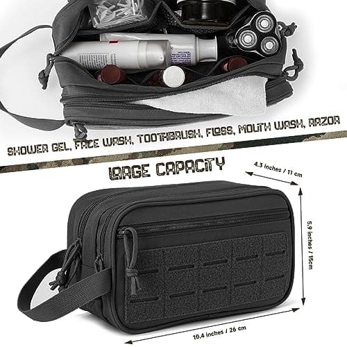 QT&QY Tactical Toiletry Bag for Men Hygiene Bag EDC Military Tool Molle Pouches Small Dopp Kit Mens Shaving Kit Travel Shower Bags with UK Patch — view 2