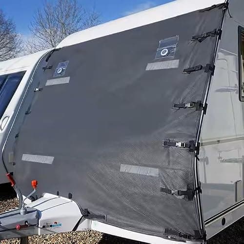 Fits LUNAR CLUBMAN ES - Caravan Front Cover Protector, Full Guard With LED Lights Reflective Strips, Black — view 2