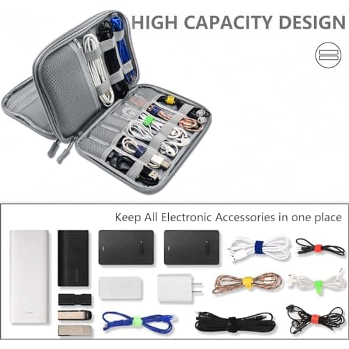 Teskyer Travel Cable Organiser Bag, Travel Essential, Dark Gray — view 3