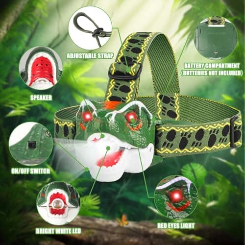 QCTOYS Dinosaur Headlamp - 3 Light Modes LED Head Torch for Kids Age 3-10 — view 2