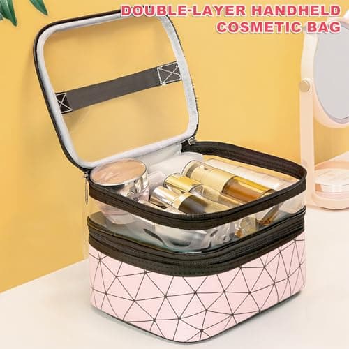 Large Capacity Travel Cosmetic Bag, Double Layer Makeup Bag — view 5