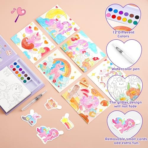 Ybzegrd 3-in-1 Water Colouring Book Girls 3+, Mess-Free Travel & Tear-Out — view 4