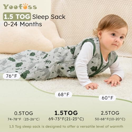 Yoofoss Baby Sleeping Bag 1.5 Tog - 0-6 Months Winter Sleeping Bag Baby 100% Organic Cotton Sleep Sack for Newbron Infant Toddler Warm Soft Fox — view 3
