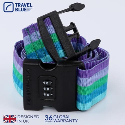 Travel Blue Luggage Straps - 3 Dial Combination Suitcase Straps, Multicolour, 200cm Length, Secure Your Belongings with High-Impact Buckle and Integrated Address Label, Fits All Luggage Sizes — view 3