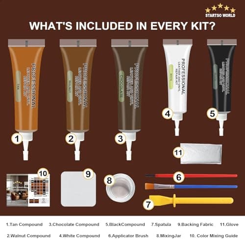 STARTSO WORLD Leather Repair Kit for Furniture, Brown Leather Seat Repair Kit for Car Interior, Car Seats, Sofa, Jacket and Purse, Restore Any Material with Super Easy Instructions — view 2