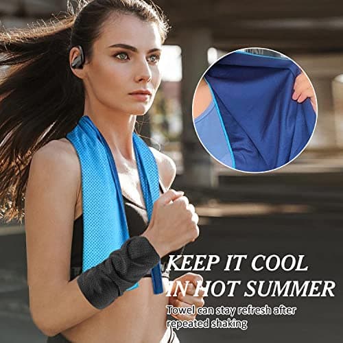 Surcotto Cooling Towel (40"x12"), Cooling Towels for neck, ice Cool Towel Gym towel for men & women, Gift for Golf, Tennis, Running, Marathon Runner, Triathlon,Fitness -Blue — view 6