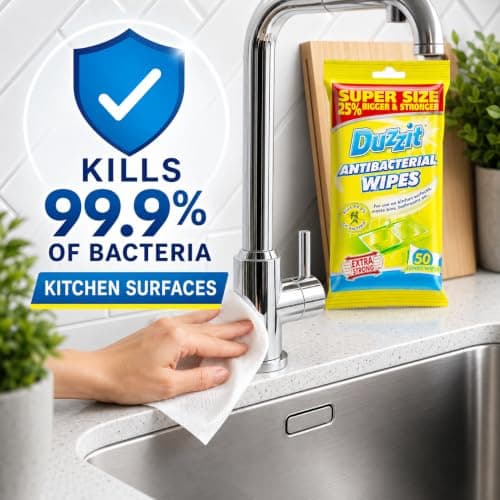 12 pack Antibacterial Wipes 600 Jumbo Wipes, Extra Strong 25% Bigger & Stronger, Multi-Purpose Household Cleaning Wipes for Kitchen, Bathroom, Bins & Surfaces — view 3