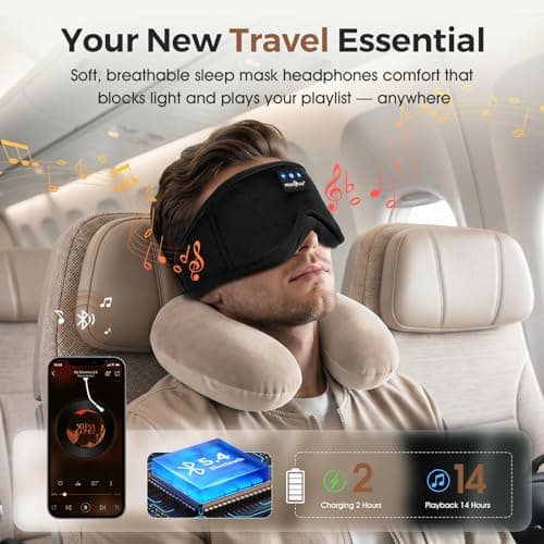 MUSICOZY Cooling Sleep Mask Headphones 3D 100% Blackout for Side Sleepers — view 5