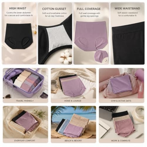 Women's 4 Pack Polyester Briefs High Waist Full Coverage Cotton Gusset (4pcs-e,S) — view 6