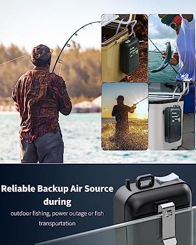 Pawfly Aquarium Air Pump 2.5 L/min Battery Powered Oxygen Pump for 20-120 L Fish Tanks Buckets Portable Silent Aerator Pump for Outdoor Fishing, Power Outage and Fish Transportation — view 4